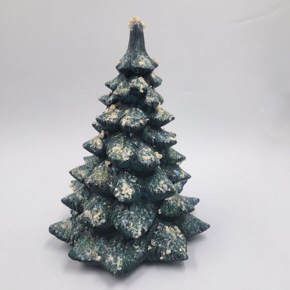 7" Vintage Ceramic Christmas Tree Snow & Glitter Non Lighted - Picture 1 of 6